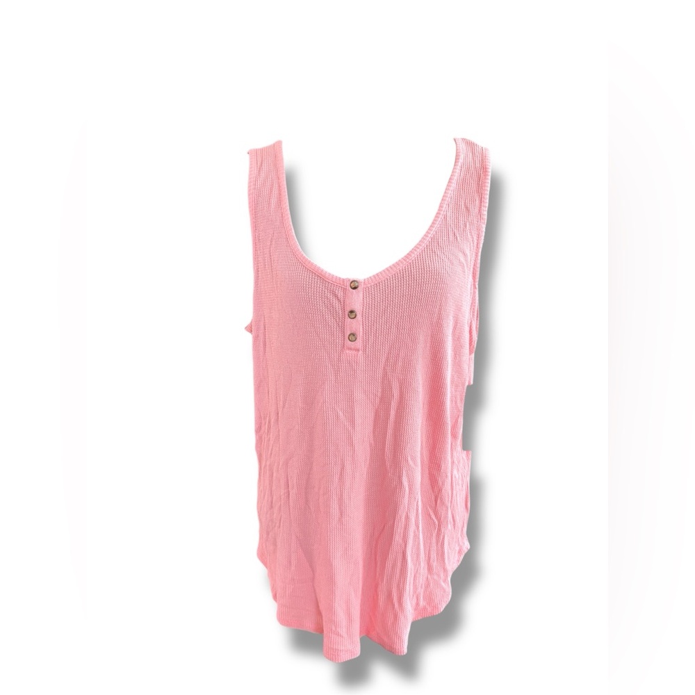 Tribal Jeans Pink Monet Waffle Knit Henley Tank Top – XL – NWT